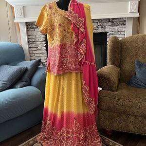 New 3 pc Lehenga, with blouse and Saree. 001